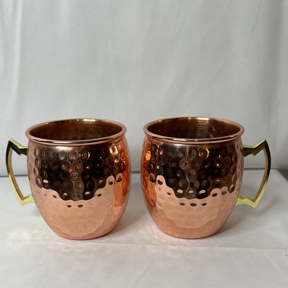 Copper Moscow Mule Mugs with Brass Handles